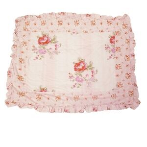 Target Simply Shabby Chic Pink Rose Ruffle Quilted Standard Pillow Case Sham